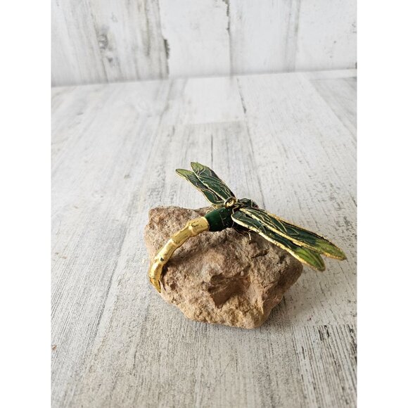 Metal dragonfly rock insect decor ornament Xmas tree - Picture 4 of 8